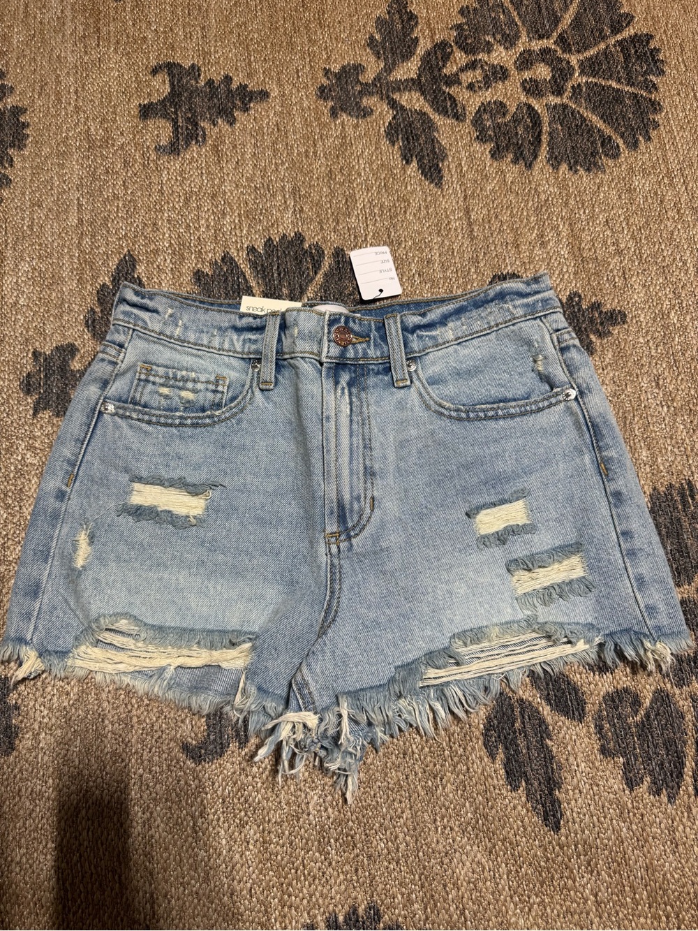 Sneak Peek Vintage High Rise Light Denim Raw Hem Shorts- NWT